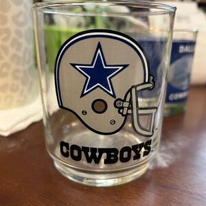 Set of two vintage Dallas Cowboys Glass Tumbler with Blue and White Design